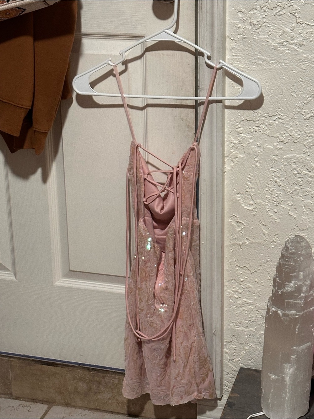 Windsor Pink Sequin Lace Prom Dress - Picture 2 of 3
